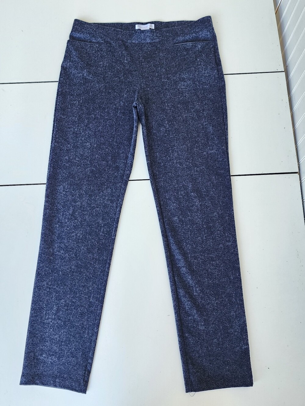 89th & Madison Ankle Pants Womens Stretch Navy Blue Gray Pull On Rayon Sz M
